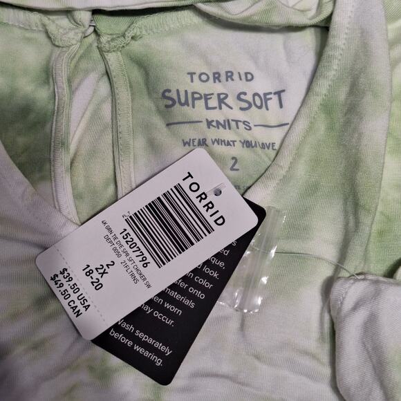 New Torrid Super Soft Knits green tie dye keyhole swing tank 2x - Picture 3 of 6